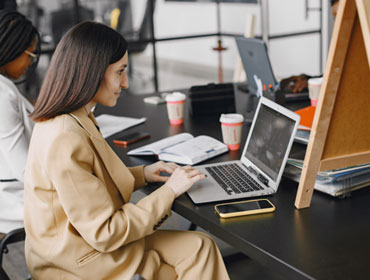 woman working on a laptop